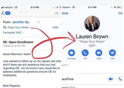 Lauren Brown shared hilarious screen shots of her new professional name, courtesy of her daughter