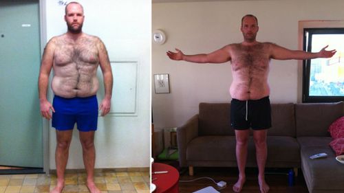 Before and after: Mr Taylor says his diet is already helping him to lose weight. (Facebook/Spud Fit)