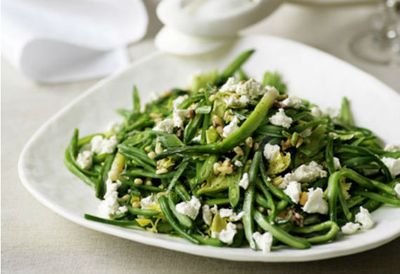 Green bean and goat's cheese salad with anchovy dressing