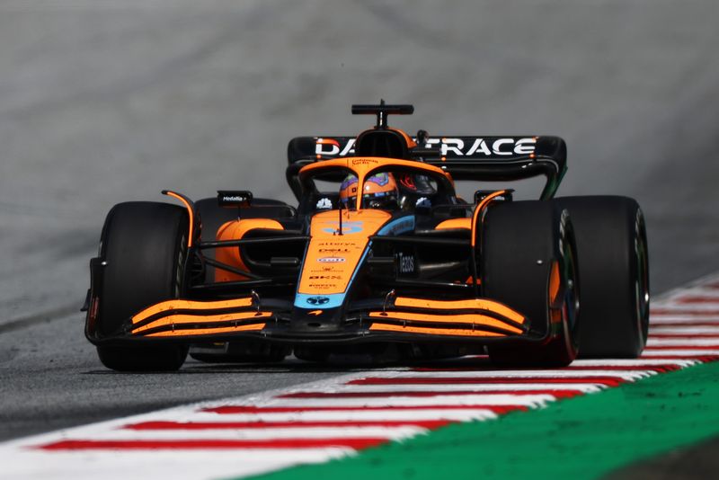 Daniel Ricciardo of Australia driving the (3) McLaren MCL36 Mercedes on track during the F1 Grand Prix of Austria at Red Bull Ring on July 10, 2022 in Spielberg, Austria. (Photo by Bryn Lennon/Getty Images)