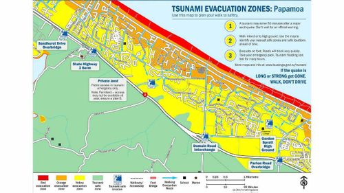Tsunami evacuation routes.