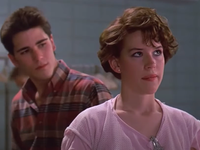 Michael Schoeffling and Molly Ringwald in Sixteen Candles.