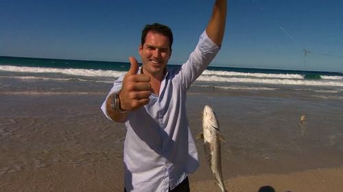 Peter Stefanovic with one of his catches. (9NEWS)