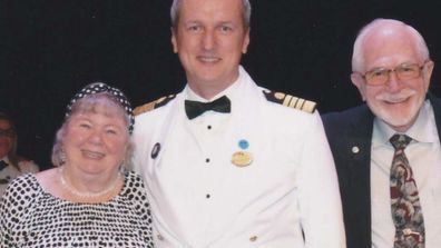 Marty and Jessica Ansen with one of the Princess Cruises captains.