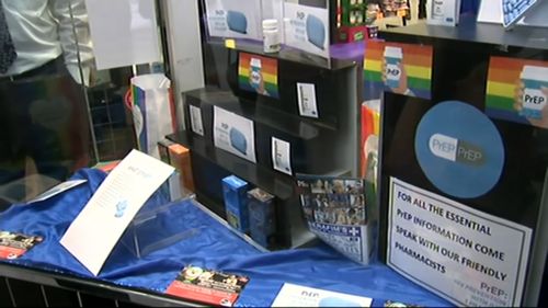 LGBTI advocates have welcomed the move, with Serafim's Pharmacy in Surry Hills today posting PrEP information in its store window. Picture: 9NEWS.
