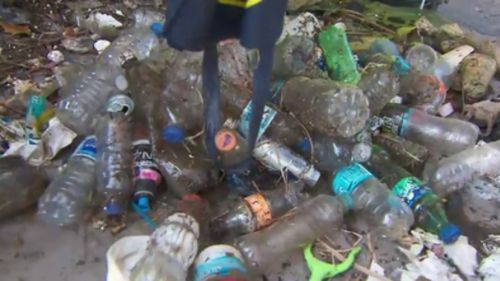 More than a million dollars is spent on removing rubbish from the Yarra each year. (9NEWS)