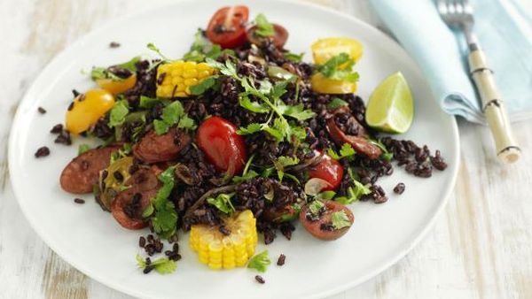 Warm Mexican rice salad