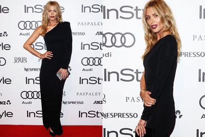 <i>The Face</i> mentor Cheyenne Tozzi rocks a goth-chic plum lip and sultry side-split on the red carpet... alongside her date, mama Yvonne.