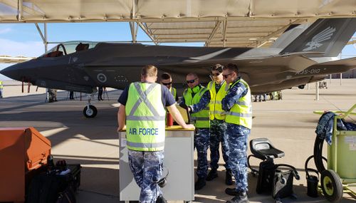 Luke Air Force Base near Phoenix, Arizona is the site of departure for Australia' two new F35 stealth planes.