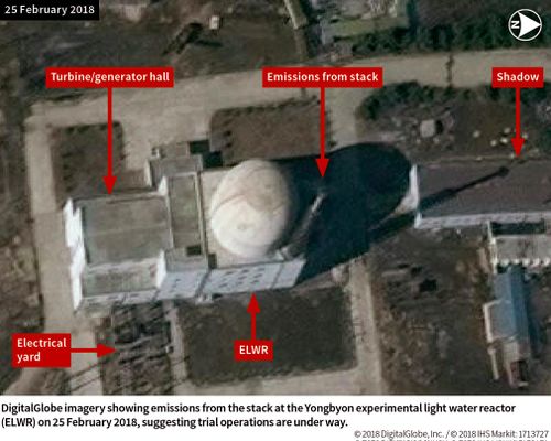 A 2018 photo of the the Yongbyon experimental light water reactor in North Korea.