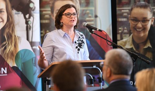 Labor Candidate for Batman Ged Kearney is seen at the Northern College of the Arts and Technology in Preston in Melbourne, Tuesday, February 27, 2018. Ged Kearney is announcing Labor’s plans to invest $10m to prepare students for the jobs of the future ahead of the by-election for the federal seat of Batman on March 17. (AAP Image/Julian Smith)