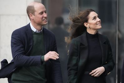 Prince William, Prince of Wales and Catherine, Princess of Wales during their visit to Royal Liverpool University Hospital on January 12, 2023 in Liverpool, England. 