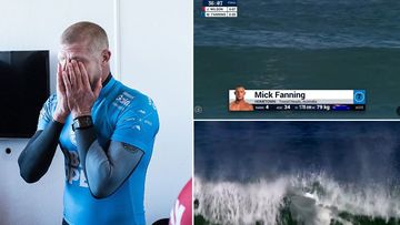 Seconds after the shark surfaced and Fanning thrashed in the water, he disappeared behind a wave. The broadcast continued as an agonised global audience held their breath. (World Surfing League)
