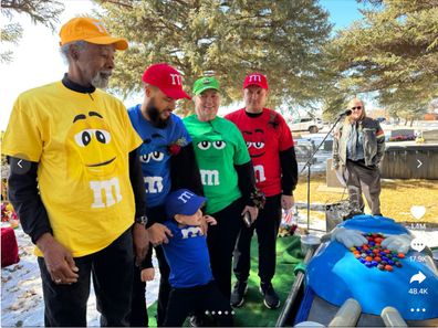 Mary Stocks Martin's family at her M&M themed funeral.