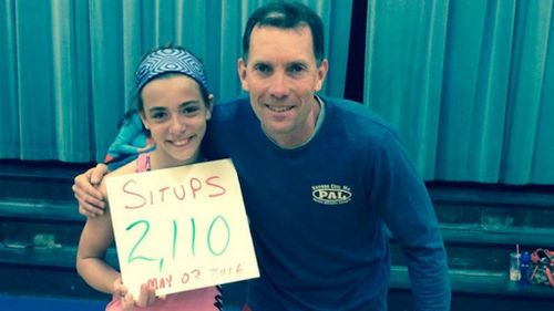 Kyleigh Bass set a new national record of 2,110 sit-ups. (Facebook)