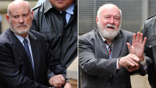 A composite image of former NSW State Labor Minister Ian MacDonald (left) and former union boss John Maitland being lead to a prison van at the Supreme Court in Sydney, Friday, June 2, 2017.