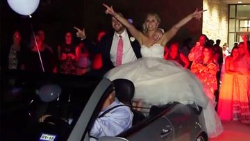 Newlyweds ejected from car after driver makes pedal mishap