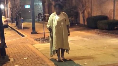 Imamu Baraka took this video of the disoriented woman outside the hospital, wearing only a gown in sub-zero temperatures. Photo: Facebook
