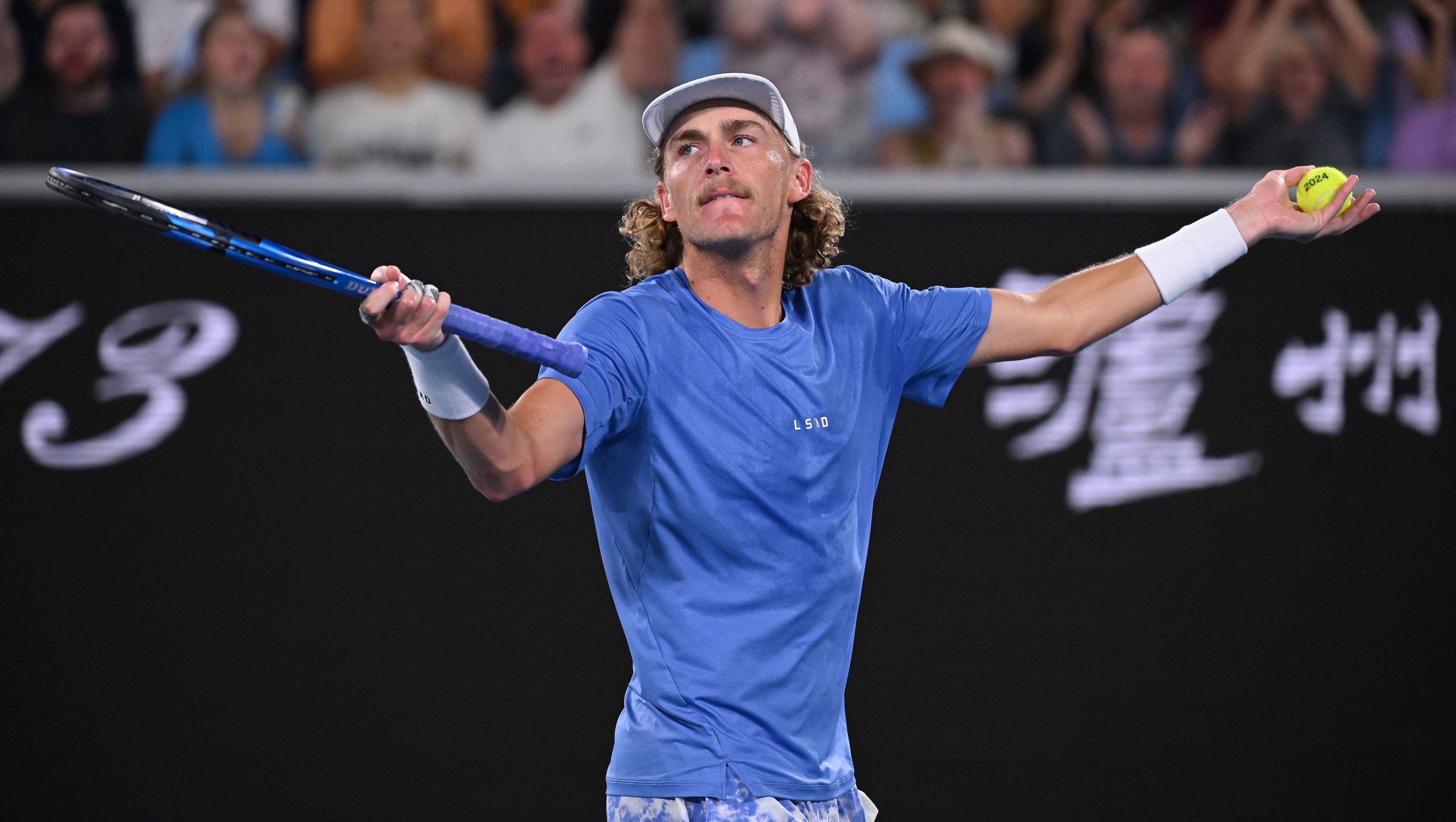 Max Purcell reacts in his round two Australian Open loss to Casper Ruud. 