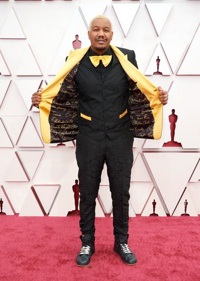 Oscar® nominee Travon Free arrives on the red carpet of The 93rd Oscars® at Union Station in Los Angeles, CA on Sunday, April 25, 2021.