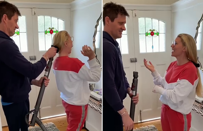 Tiffany Hall and husband Ed Kavalee try TikTok ponytail hack