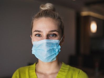 Woman wearing face mask