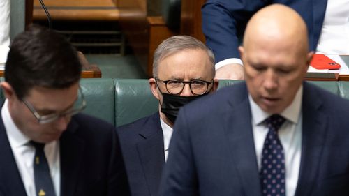Prime Minister Anthony Albanese and Opposition Leader Peter Dutton during the administration of the oath