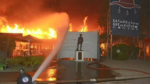 A fire has reportedly burned the Waltzing Matilda Centre in Winton to the ground. (9NEWS)