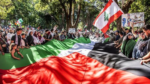 Palestine Action Group Sydney march from Hyde Park North (near the Archibald Fountain) to Belmore Park.  29th October 2023 Photo: Steven Siewert