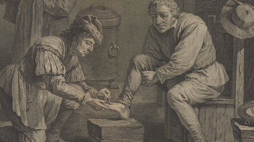 Thomas Major's engraving 'Le Chirurgien de Campagne' (1747) depicts a man having leeches applied to his foot. 