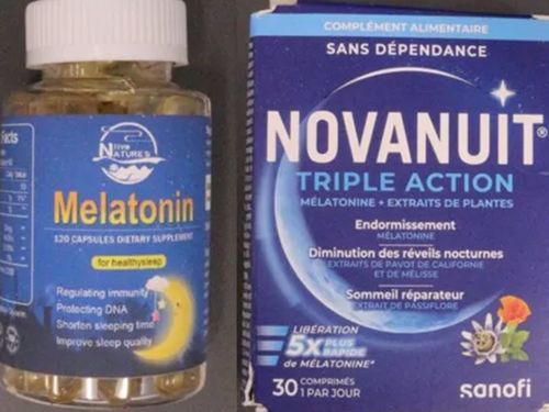 Dois dos produtos falsificados de melatonina não registrados identificados pela TGA.