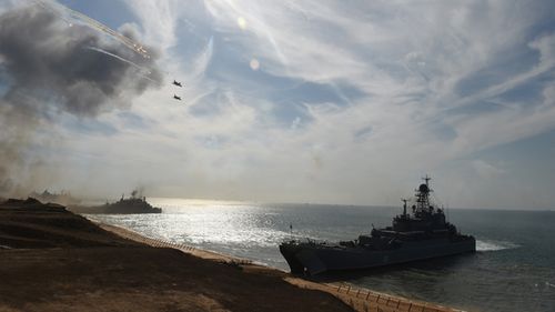 Russia's navy ships and military jets take part in a military exercise called Kavkaz (the Caucasus) 2016 at the coast of the Black Sea in Crimea
