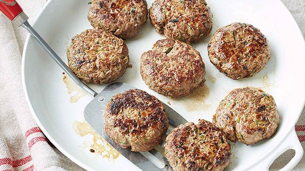 Kate Waterhouse's cheesy beef rissoles with mixed wedges