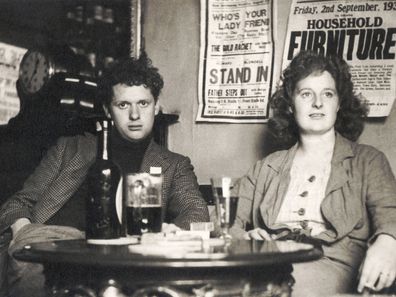 Dylan Thomas - portrait of Welsh poet with wife Caitlin Thomas. 1914-1953