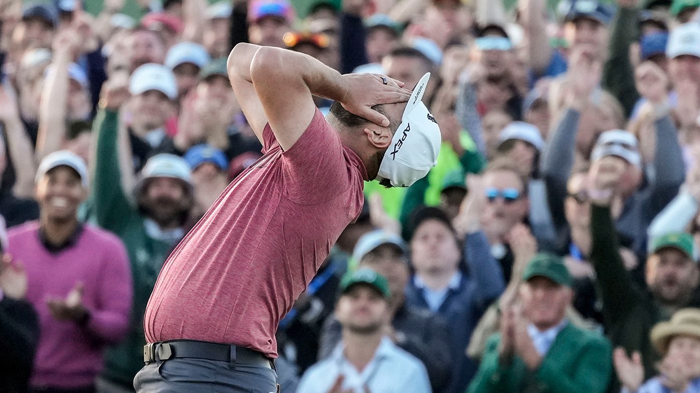 Jon Rahm celebrates after becoming the fourth Spaniard to win the Masters.