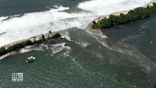 Bribie Island king tide split Queensland