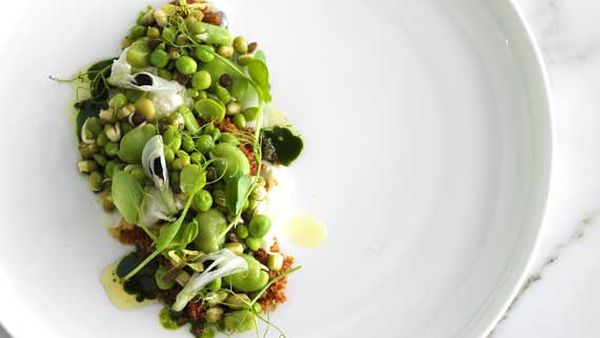 The Gantry's legumes with rye crumb and white onion cream