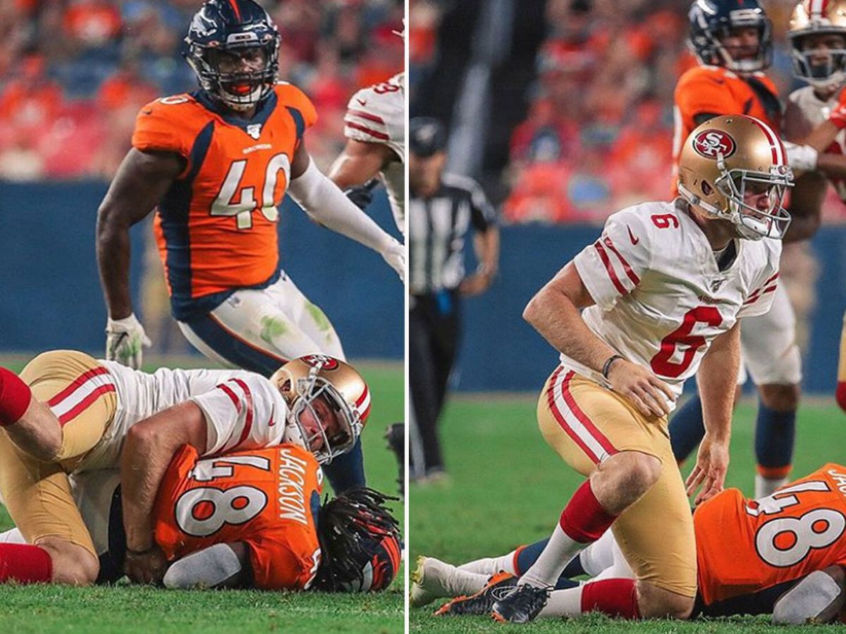 San Francisco 49ers punter Mitch Wishnowsky (18) and place kicker