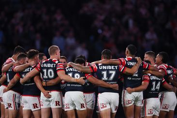 Roosters players pay their respects with a moment&#x27;s silence for the victims who died in the Bondi Junction stabbings.