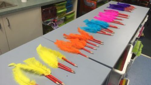 Ms Coleman made sure each student got a quill just like classmates at Hogwarts. (Christine Coleman)