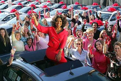 On the day Oprah gave away 276 Pontiac G-Six, one to each member of her studio audience, the recipients were (justifiably) hysterical. What they didn't know at the time was that the cars weren't <I>exactly</I> free. They would have to pay as much as US$7000 in tax on their winnings. Luckily there was a Harpo spokeswomen present to lovingly give them advice: Keep the car and pay the tax, or sell the car and pay the tax with the profits, or forfeit the car. Ouch.
