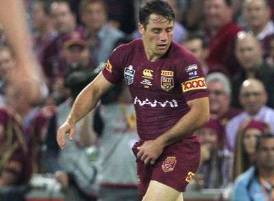 Cronk nurses his broken arm, sustained 10 minutes into the match.