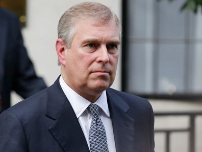 FILE- Britain's Prince Andrew leaves King Edward VII hospital in London after visiting his father Prince Philip, June 6, 2012. (AP Photo/Sang Tan, File)