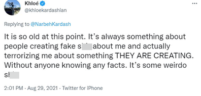 Khloé Kardashian slams critics on Twitter.
