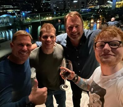 Ed Sheeran and Shane Warne in Melbourne.