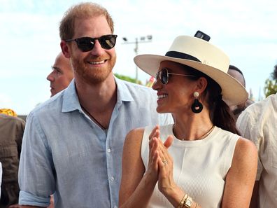 CARTAGENA, COLOMBIA - AUGUST 17: Prince Harry, Duke of Sussex and Meghan, Duchess of Sussex at San Basilio de Palenque during The Duke and Duchess of Sussex Colombia Visit on August 17, 2024 in Cartagena, Colombia. (Photo by Eric Charbonneau/Archewell Foundation via Getty Images)