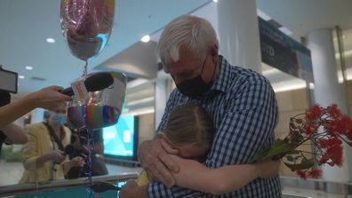 Grandfather Bernie reunited with his grand-daughter Charlotte. 