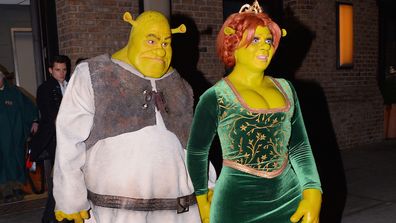 Heidi Klum and Tom Kaulitz, in Fiona and Shrek Halloween costumes in 2018
