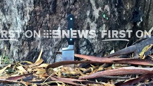 Police extended the crime scene after the TODAY news crew discovered a knife 50 metres from the body. (9NEWS)