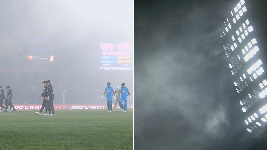 Virat Kohli hits 95 as India beats New Zealand by four wickets following bizarre fog delay